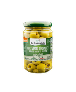 Entsteinte grüne Oliven in Salzlake Demeter 280g Bio